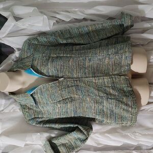 Coldwater Creek. Woven Blue/Grrens, Long Sleeved, Full Zip Jacket. Size 2X.